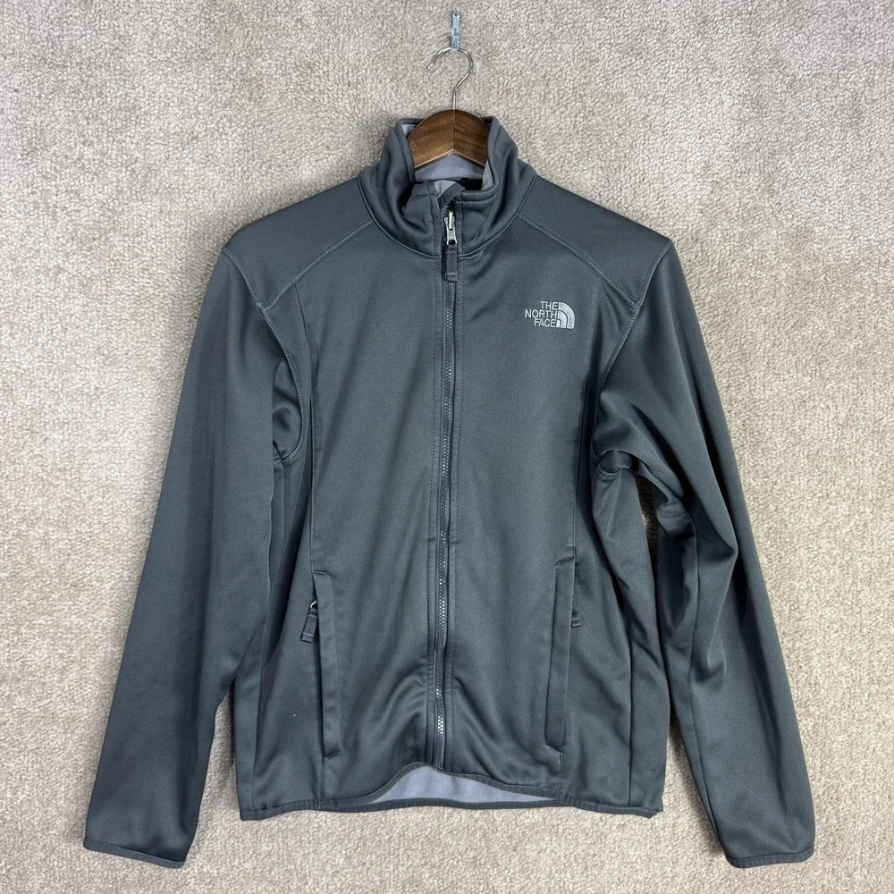 The North Face Jacket Mens Small Gray Softshell Fleece Lined Full Zip Pockets